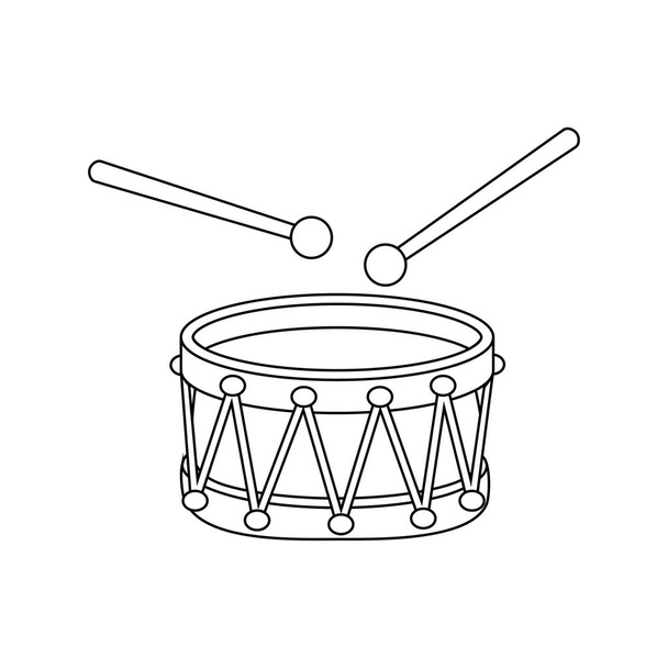 Drum outline cartoon icon symbol design isolated on white backgr - Vector, Image