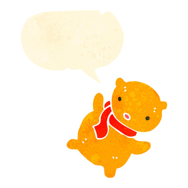 Urso de pelúcia de desenho animado retro com bolha de fala
 - Vetor, Imagem