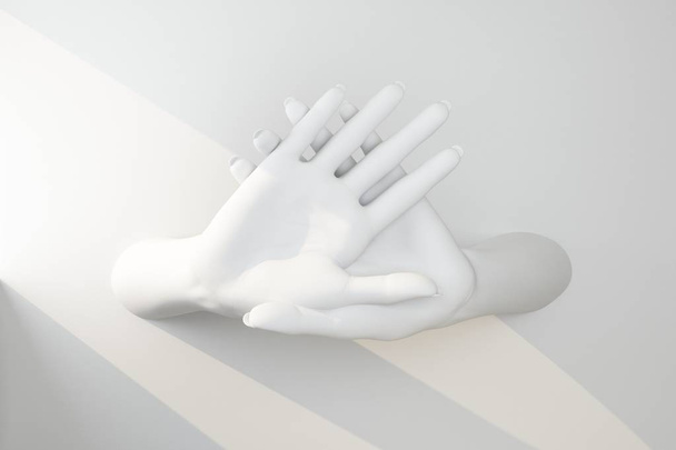 two palms with gesture stop from wall - Zdjęcie, obraz