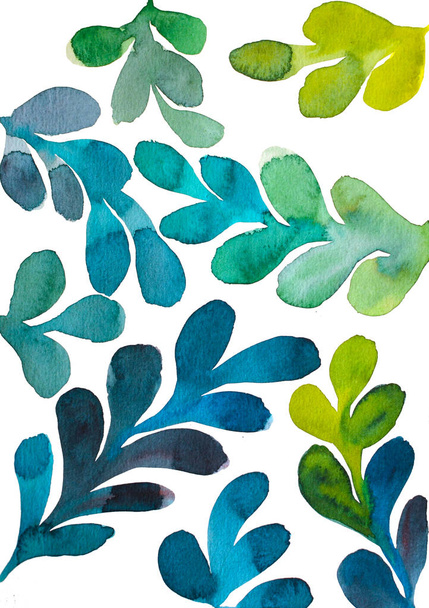 Asbladeren in een aquarelstijl geïsoleerd. Aquarelblad voor achtergrond, textuur, wikkelpatroon - Foto, afbeelding