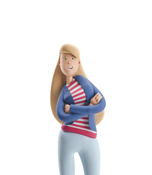 3d illustration. Young business woman Emma standing on a white background. - Photo, Image