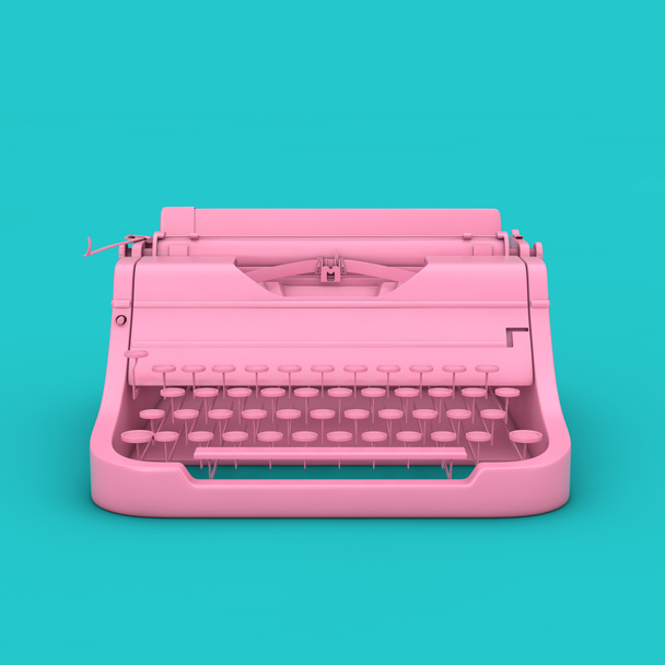 Antiguo Vintage Retro Pink Typewriter en estilo Duotone. Renderizado 3d
 - Foto, Imagen