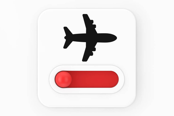 Avião em modo desligado alternar ícone interruptor. Renderização 3d
 - Foto, Imagem