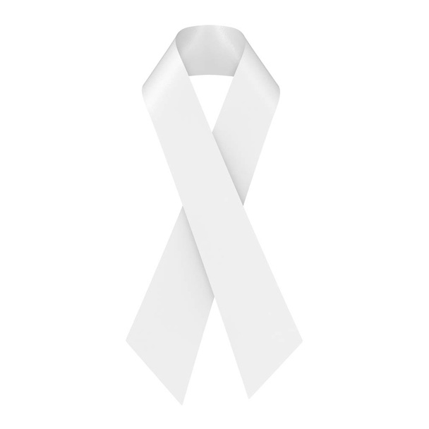 Λευκό σύμβολο ευαισθητοποίησης του καρκίνου του μαστού κορδέλα επάνω. απόδοση 3D - Φωτογραφία, εικόνα