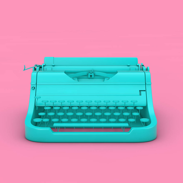 Antiguo Vintage Retro Azul Máquina de escribir en estilo Duotone. Renderizado 3d
 - Foto, Imagen