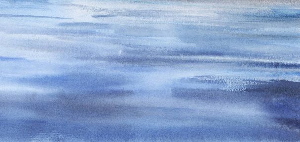 Abstract watercolor background. Imitation of the surface texture of a lake or sea. Light waves. Hand-drawn illustration on texture paper. - Zdjęcie, obraz