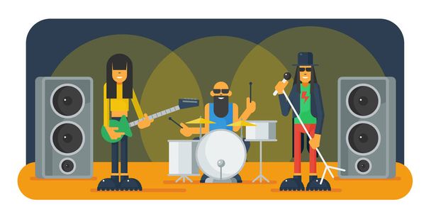 Hard Rock смішний гурт плоский Векторні ілюстрації
 - Вектор, зображення