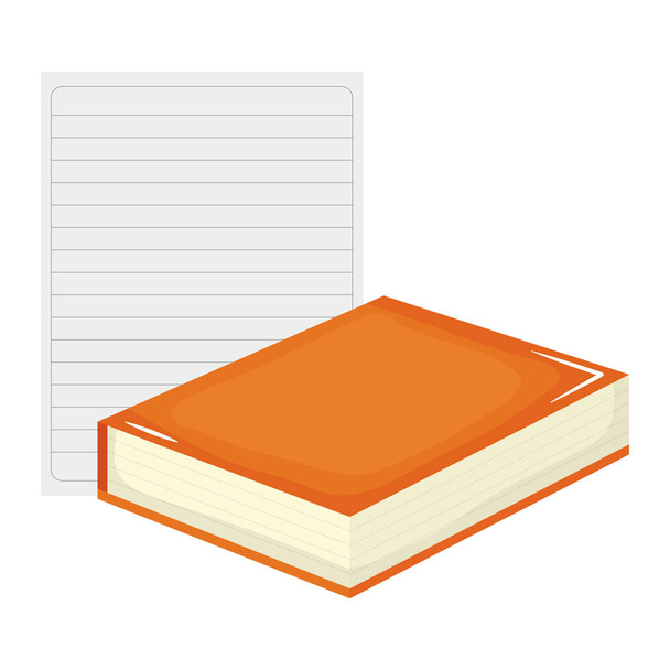 sheet of notebook paper with book - Vetor, Imagem