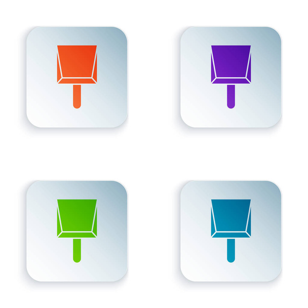 Color Dustpan icon isolated on white background. Cleaning scoop services. Set icons in colorful square buttons. Vector Illustration - Vector, Image