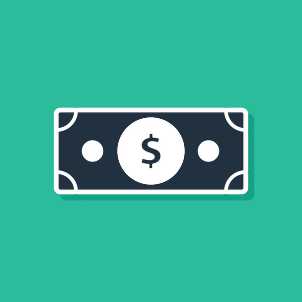 Blue Stacks paper money cash icon isolated on green background. Money banknotes stacks. Bill currency. Vector Illustration - Vector, Image
