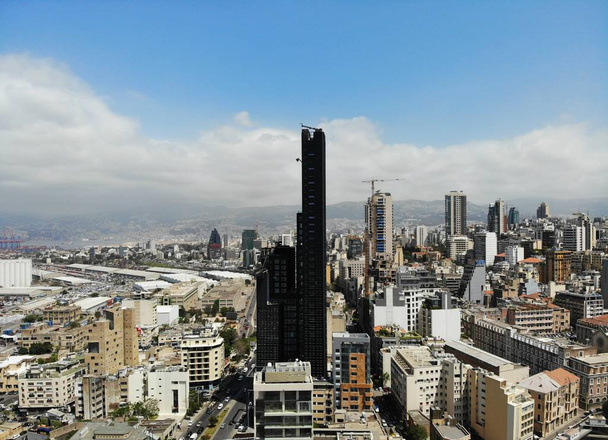 View from above on the Lebanon. Western Asia and Middle East country which is called also Lebanese Republic. Aerial photo created by drone. Beirut - big and beautiful capital. - Photo, Image