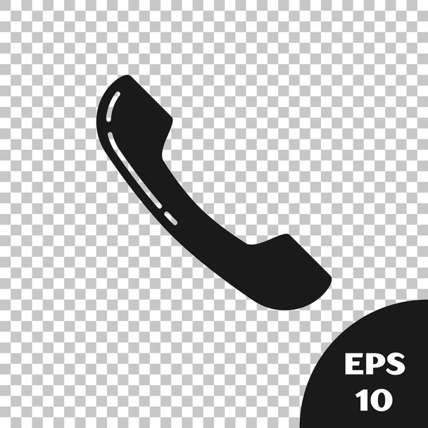 Black Telephone handset icon isolated on transparent background. Phone sign. Vector Illustration - Vector, Image