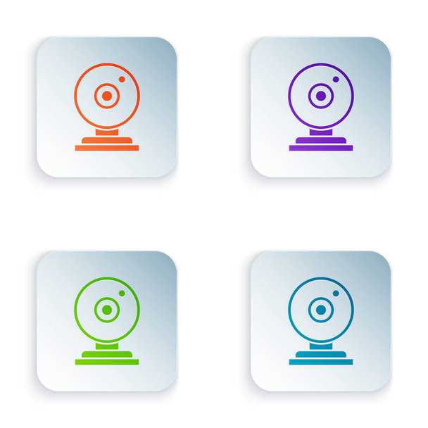 Color Web camera icon isolated on white background. Chat camera. Webcam icon. Set icons in colorful square buttons. Vector Illustration - Vector, Image