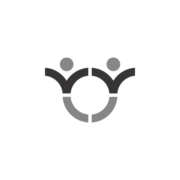 Letter YY met mensen silhouetter verbinding logo ontwerp vector - Vector, afbeelding