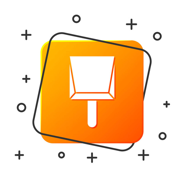 White Dustpan icon isolated on white background. Cleaning scoop services. Orange square button. Vector Illustration - Vector, Image