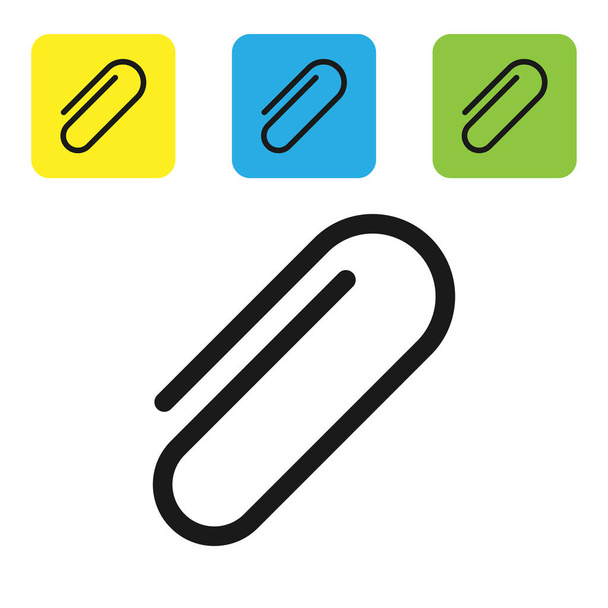 Icono de clip de papel negro aislado sobre fondo blanco. Establecer iconos coloridos botones cuadrados. Ilustración vectorial
 - Vector, Imagen