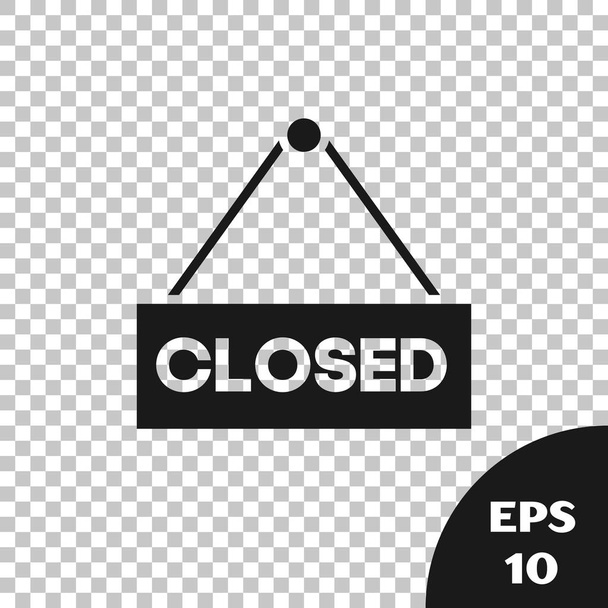 Black Hanging sign with text Closed icon isolated on transparent background. Business theme for cafe or restaurant. Vector Illustration - Vector, Image