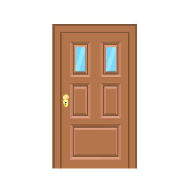 Fából készült ajtó lapos stílusban design fehér, Stock vektor illustr - Vektor, kép