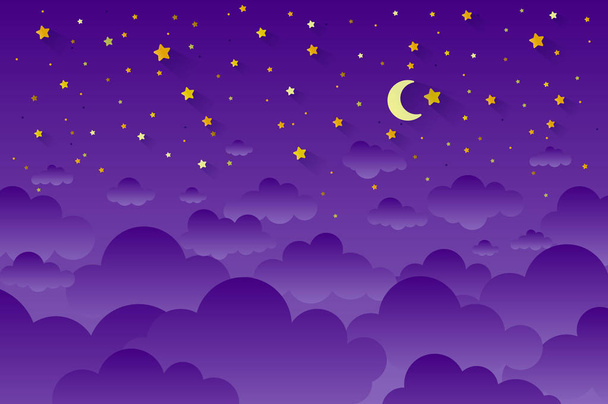 night sky background stars and moon. Can be used for poster, banner, flyer, invitation, website or greeting card Vector illustration eps 10 - Вектор, зображення