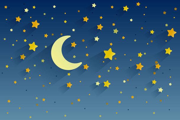 night sky background stars and moon. Can be used for poster, banner, flyer, invitation, website or greeting card Vector illustration eps 10 - Vector, Image
