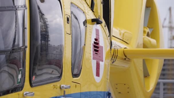 Opening door of emergency helicopter - Footage, Video