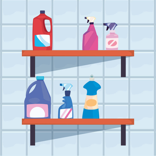 cleaning products and supplies design - Vector, Image
