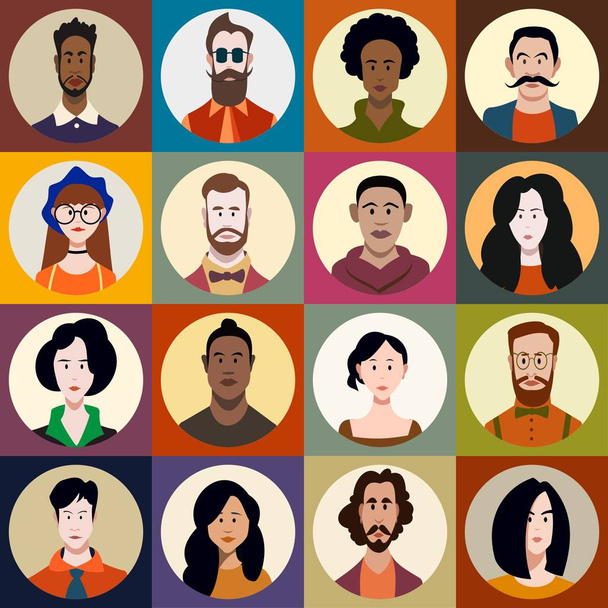 a set of people of different sexes, different ages, different races - Vector, Image