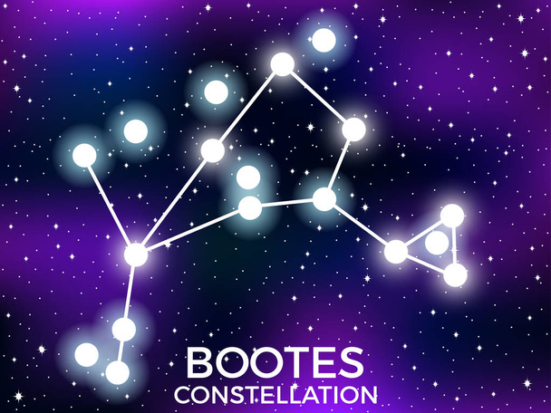 Bootes constellation. Starry night sky. Cluster of stars and galaxies. Deep space. Vector illustration - Vector, Image
