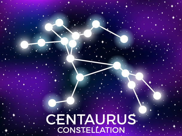 Centauruksen tähdistö. Tähtitaivas. Zodiac-merkki. Tähtien ja galaksien ryhmä. Syvälle avaruuteen. Vektoriesimerkki
 - Vektori, kuva