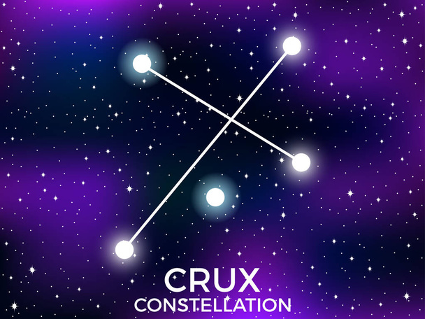 Crux takımyıldızı. Starry gece gökyüzü. Burç. Yıldızlar ve galaksiler kümesi. Derin boşluk. Vektör Illustration - Vektör, Görsel