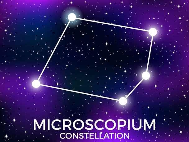 Microscopium takımyıldızı. Starry gece gökyüzü. Yıldızlar ve galaksiler kümesi. Derin boşluk. Vektör Illustration - Vektör, Görsel