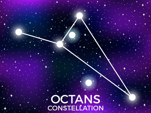 Octans takımyıldızı. Starry gece gökyüzü. Yıldızlar ve galaksiler kümesi. Derin boşluk. Vektör Illustration - Vektör, Görsel