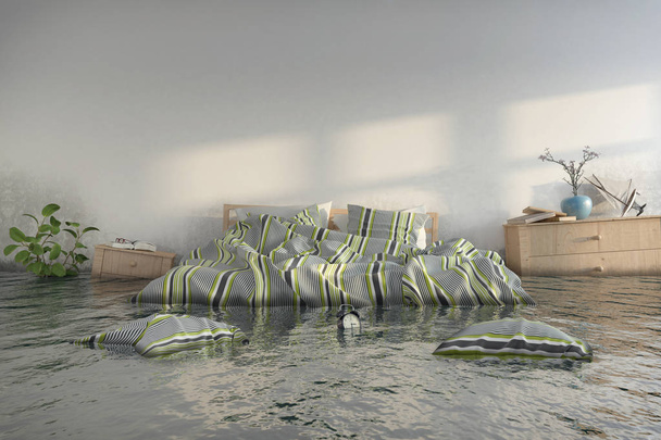 3D Render-Damagera wodna-sypialnia Skandynawska - Zdjęcie, obraz