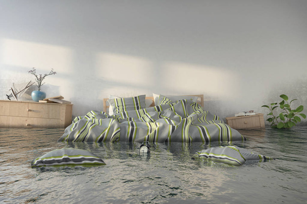 3d render - Dañador de agua - Dormitorio escandinavo
 - Foto, imagen