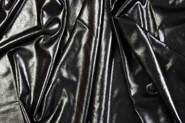 Černá modrá tkaná vlna abstraktní textilní pozadí. Látky jako olej na výšku. Tmavá Tapeta. - Fotografie, Obrázek