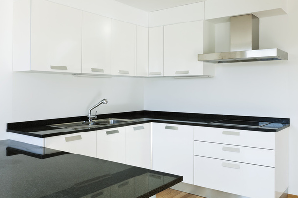 Interior, new apartment, white kitchen - Foto, Imagem