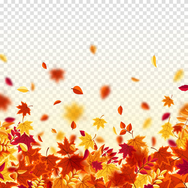 Autumn falling leaves. Nature background with red, orange, yellow foliage. Flying leaf. Season sale. Vector illustration. - Vector, Image