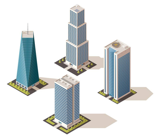 Wolkenkratzer in isometrischen Design-Geschäftszentren - Vektor, Bild