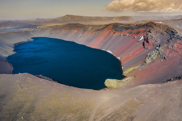 Ljótipollur Volcano Crater Lake in Iceland.Picture made by dron - Foto, Bild