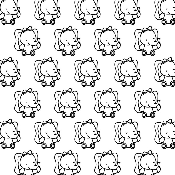 pattern of cute little elephants baby - Vector, Image