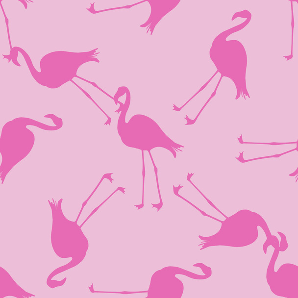 Seamless flamingo pattern vector illustration. Pink flamingos pattern pink background.  Summer Wallpaper Background, Cartoon Vector illustration. - Διάνυσμα, εικόνα