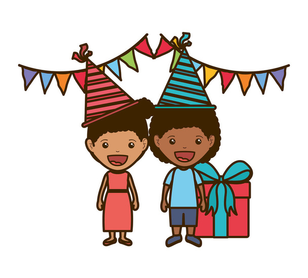 пара дітей на святкуванні дня народження
 - Вектор, зображення