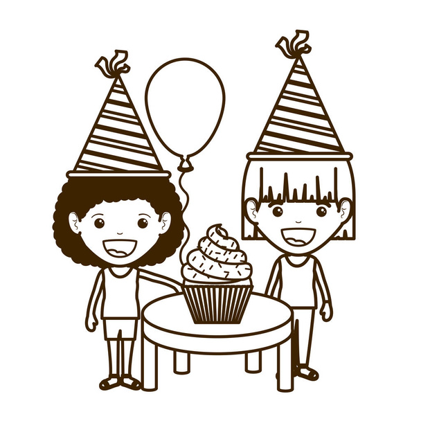 dziewczyny z imprezowego kapelusza w uroczystościach urodzinowych - Wektor, obraz