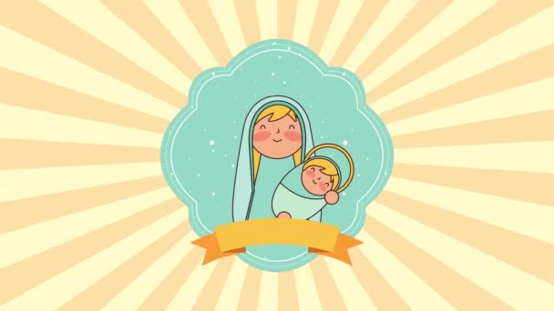 mary virgin and jesus baby manger characters - Footage, Video