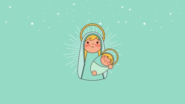 メアリー処女とイエスの赤ちゃんのマンガーの文字 - 映像、動画