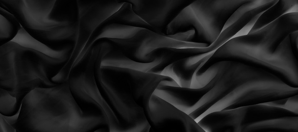 Розкішна чорна м'яка шовкова плоска текстура фону, святковий гламур
 - Фото, зображення
