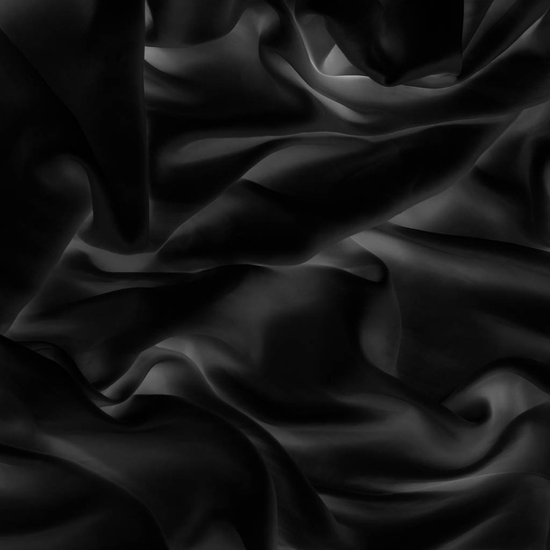 Роскошный черный мягкий шелк плоский фон текстуры, праздничный гламур
 - Фото, изображение