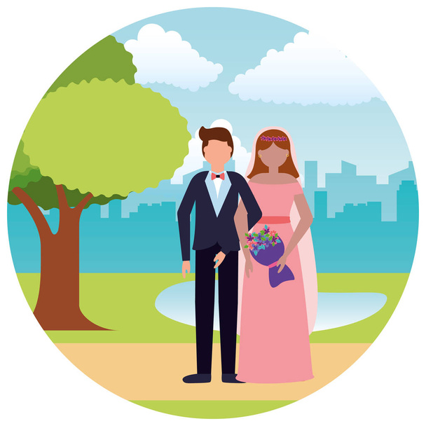 花嫁および新郎の結婚式の日 - ベクター画像