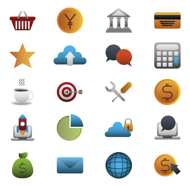 paquet d'icônes d'ensemble coloré d'affaires
 - Vecteur, image