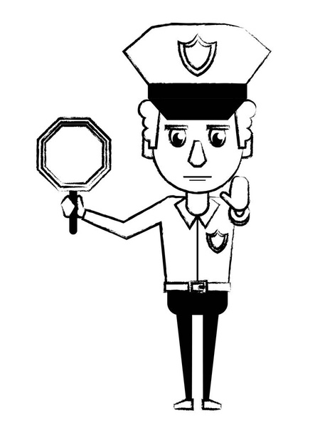 Politieagent cartoon schets - Vector, afbeelding